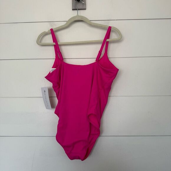 Athleta Women’s Large Pink Scoop One Piece Swim New Beach Pool - Picture 4 of 6
